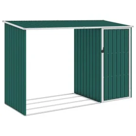 Cobertizo jardín de leña acero galvanizado verde 245x98x159 cm de vidaXL, Cobertizos - Ref: Foro24-46293, Precio: 161,73 €, D...