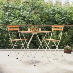 Klappbare Cafeteriastühle, 2 Stück, Stahl und massives Akazienholz von vidaXL, Gartenstühle - Ref: Foro24-319974, Preis: 81,5...