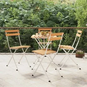 Folding café chairs 4 units steel and solid acacia wood by vidaXL, Garden chairs - Ref: Foro24-319975, Price: 137,69 €, Disco...