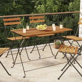 Folding coffee table acacia wood and steel 100x54x71 cm by vidaXL, Garden tables - Ref: Foro24-319971, Price: 86,13 €, Discou...