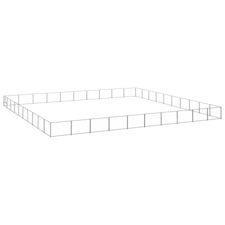 Silberner Zwinger 100 m² Stahl von vidaXL, Hundehütten und Zäune - Ref: Foro24-3082198, Preis: 671,89 €, Rabatt: %