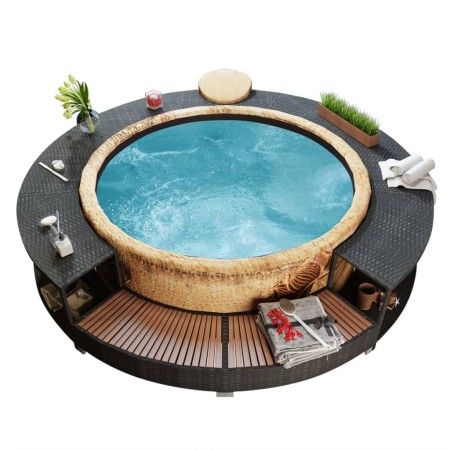 Whirlpool-Einlage aus schwarzem synthetischem Rattan von vidaXL, Pool- und Spa-Zubehör - Ref: Foro24-41454, Preis: 689,60 €, ...