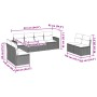 Set de sofás de jardín 8 pzas y cojines ratán sintético gris