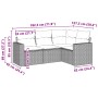 Set de sofás de jardín 4 pzas y cojines ratán sintético gris