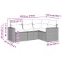 Set de sofás de jardín 4 pzas y cojines ratán sintético marrón