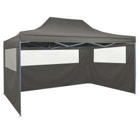 Carpa pleglable con 3 paredes 3x4,5 m gris antracita