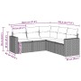 Set comedor de jardín 5 piezas y cojines ratán sintético marrón