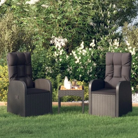 Sillas reclinables de jardín y cojines 2 uds ratán PE negro by vidaXL, Garden chairs - Ref: Foro24-46065, Price: 318,29 €, Di...
