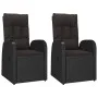 Sillas reclinables de jardín y cojines 2 uds ratán PE negro by vidaXL, Garden chairs - Ref: Foro24-46065, Price: 318,29 €, Di...
