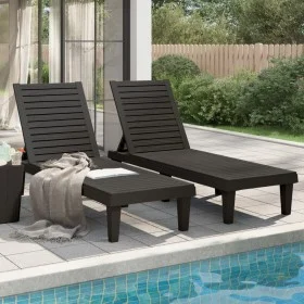 Black polypropylene sun loungers 2 units 155x58x83 cm by vidaXL, Loungers - Ref: Foro24-364148, Price: 307,63 €, Discount: %