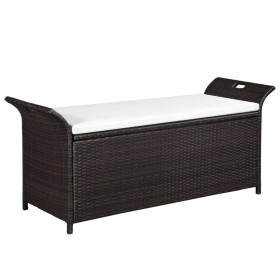 Aufbewahrungsbank mit Kissen 138 cm synthetisches Rattan braun von vidaXL, Gartenbänke - Ref: Foro24-44182, Preis: 162,49 €, ...