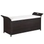 Banco de almacenaje con cojín 138 cm ratán sintético marrón de vidaXL, Bancos de jardín - Ref: Foro24-44182, Precio: 158,61 €...