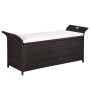 Banco de almacenaje con cojín 138 cm ratán sintético marrón de vidaXL, Bancos de jardín - Ref: Foro24-44182, Precio: 162,49 €...