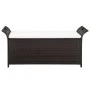 Banco de almacenaje con cojín 138 cm ratán sintético marrón de vidaXL, Bancos de jardín - Ref: Foro24-44182, Precio: 158,61 €...