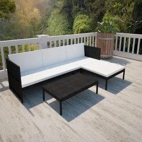 3-piece garden furniture set with black synthetic rattan cushions by vidaXL, Garden sets - Ref: Foro24-41382, Price: 306,77 €...