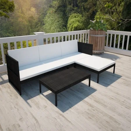 3-piece garden furniture set with black synthetic rattan cushions by vidaXL, Garden sets - Ref: Foro24-41382, Price: 306,76 €...