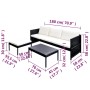 Set aus Gartenmöbeln und Kissen 3-teilig synthetisches Rattan schwarz von vidaXL, Gartensets - Ref: Foro24-41382, Preis: 327,...