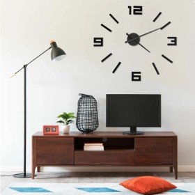 Reloj 3D de pared con diseño moderno negro 100 cm XXL