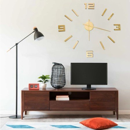 Reloj 3D de pared con diseño moderno dorado 100 cm XXL