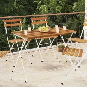 Folding coffee table acacia wood and steel 100x54x71 cm by vidaXL, Garden tables - Ref: Foro24-319976, Price: 87,20 €, Discou...