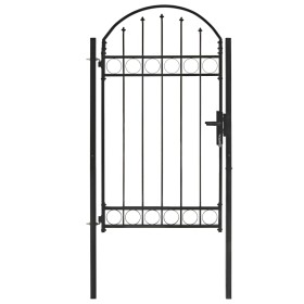 Garden gate with upper arch 100x175 cm black steel by vidaXL, garden gates - Ref: Foro24-143087, Price: 224,36 €, Discount: %