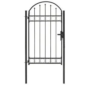 Gartentor mit Oberbogen 100x175 cm aus schwarzem Stahl von vidaXL, Gartentore - Ref: Foro24-143087, Preis: 241,07 €, Rabatt: %