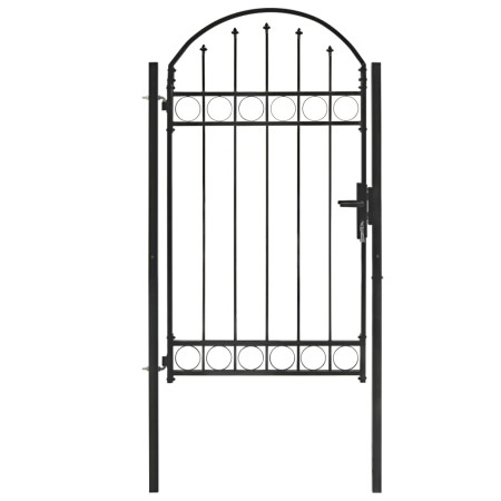 Gartentor mit Oberbogen 100x175 cm aus schwarzem Stahl von vidaXL, Gartentore - Ref: Foro24-143087, Preis: 225,10 €, Rabatt: %