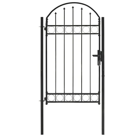 Puerta de jardín con arco superior 100x175 cm acero negro de vidaXL, Puertas de jardín - Ref: Foro24-143087, Precio: 240,83 €...