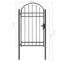 Gartentor mit Oberbogen 100x175 cm aus schwarzem Stahl von vidaXL, Gartentore - Ref: Foro24-143087, Preis: 225,10 €, Rabatt: %