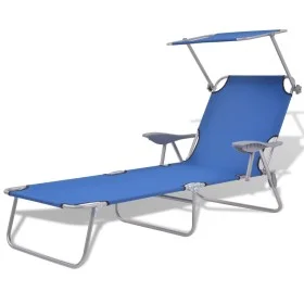 Sonnenliege mit Stahlmarkise, blauer Stahl von vidaXL, Liegen - Ref: Foro24-42931, Preis: 112,06 €, Rabatt: %