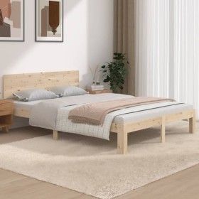 Solid wood double bed frame 135x190 cm by vidaXL, Beds and slatted bases - Ref: Foro24-810470, Price: 121,44 €, Discount: %
