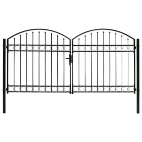 Doppeltor-Gartentor mit Bogen 300x150 cm, schwarz aus Stahl. von vidaXL, Gartentore - Ref: Foro24-143090, Preis: 367,83 €, Ra...
