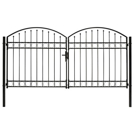 Cancela de valla doble puerta con arco 300x150 cm acero negro by vidaXL, garden gates - Ref: Foro24-143090, Price: 367,83 €, ...