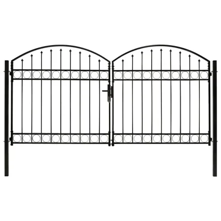 Cancela de valla doble puerta con arco 300x150 cm acero negro by vidaXL, garden gates - Ref: Foro24-143090, Price: 360,08 €, ...
