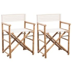 Sillas plegables de director 2 unidades bambú y lona de vidaXL, Sillas de jardín - Ref: Foro24-41895, Precio: 101,31 €, Descu...