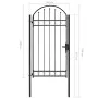 Puerta de jardín con arco superior 100x250 cm acero negro by vidaXL, garden gates - Ref: Foro24-146339, Price: 241,47 €, Disc...