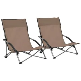Folding beach chairs 2 units gray taupe fabric by vidaXL, Garden chairs - Ref: Foro24-312492, Price: 68,28 €, Discount: %