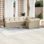 Set de sofás de jardín 9 pzas con cojines ratán sintético beige
