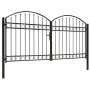 Double door fence gate with arch 300x125 cm black steel by vidaXL, garden gates - Ref: Foro24-143089, Price: 465,37 €, Discou...