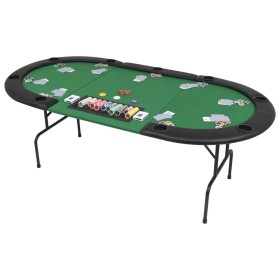 Tablero de póker plegable en 3 partes 9 jugadores ovalado verde