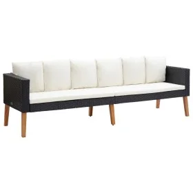 Sofá de jardín 3 plazas con cojines ratán sintético negro by vidaXL, Outdoor sofas - Ref: Foro24-310214, Price: 204,93 €, Dis...