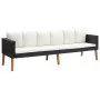 Sofá de jardín 3 plazas con cojines ratán sintético negro by vidaXL, Outdoor sofas - Ref: Foro24-310214, Price: 204,93 €, Dis...