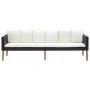 Sofá de jardín 3 plazas con cojines ratán sintético negro by vidaXL, Outdoor sofas - Ref: Foro24-310214, Price: 204,93 €, Dis...