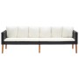 Sofá de jardín 3 plazas con cojines ratán sintético negro by vidaXL, Outdoor sofas - Ref: Foro24-310214, Price: 217,16 €, Dis...