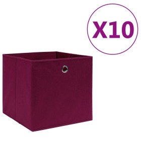 Cajas almacenaje 10 uds tela no tejida rojo oscuro 28x28x28 cm Cajas almacenaje 10 uds tela no tejida rojo oscuro 28x28x28 cm
