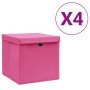 Cajas de almacenaje con tapas 4 uds rosa 28x28x28 cm en Cestas para almacenaje | Comprar online en Foro24