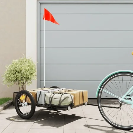 Black iron bicycle trailer 126x63x34 cm by vidaXL, Bicycle trailers - Ref: Foro24-94205, Price: 71,31 €, Discount: %