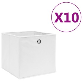 Cajas de almacenaje 10 uds tela no tejida blanco 28x28x28 cm