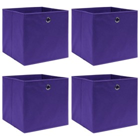 Cajas de almacenaje 4 uds tela no tejida morado 28x28x28 cm