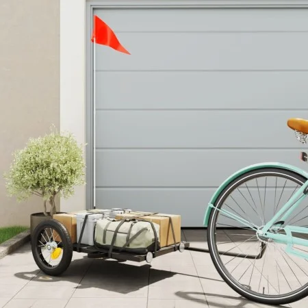Black iron bicycle trailer 122x53x28 cm by vidaXL, Bicycle trailers - Ref: Foro24-94204, Price: 64,64 €, Discount: %